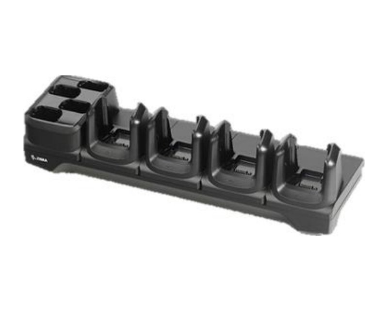 Four-slot charging cradle with four-slot spare battery charger - 1